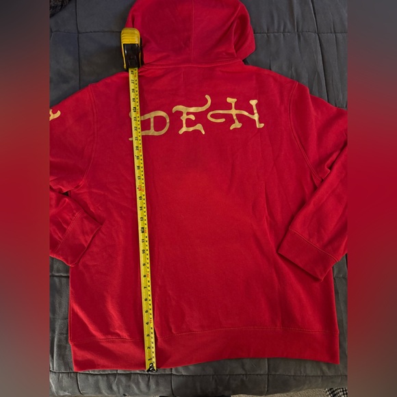 Ed Hardy 🐅 Full Zip Red Hoodie with Tattoo Inspired Graphic Design NWT - Picture 4 of 8